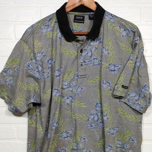 Izod men's tropical floral short sleeve polo size L large 100% cotton